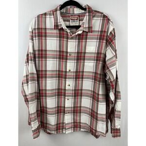 Wrangler Jeans Co Plaid Button Down Mens 2XL Red White Casual Western